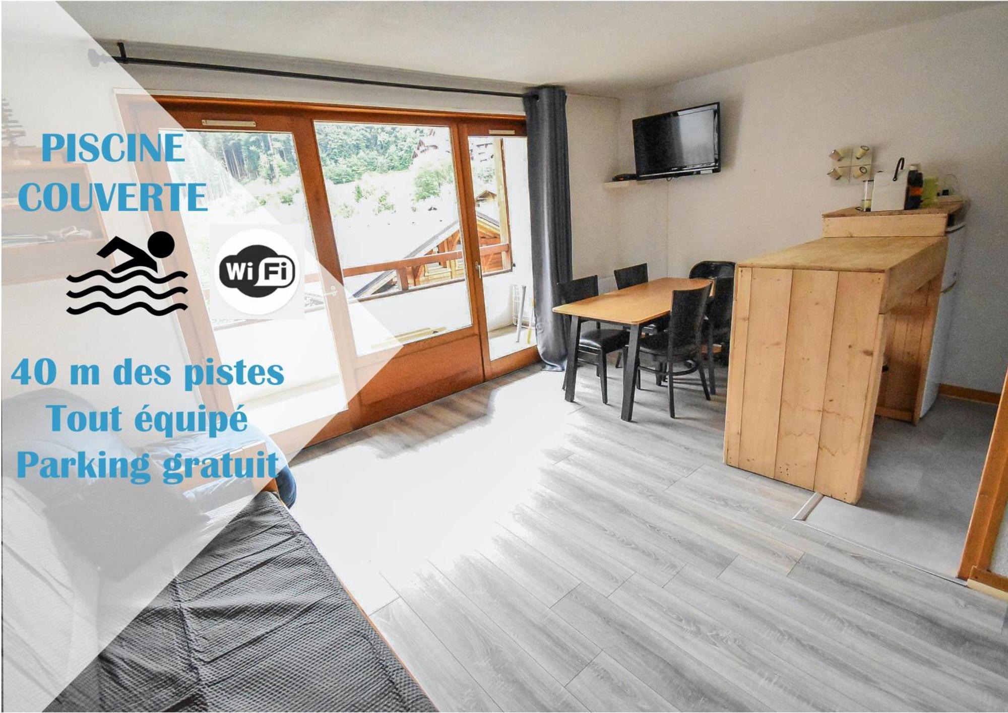 L'Enchalpe, Grand et lumineux studio avec coin montagne 4-6 pers, 60m des pistes, PISCINE COUVERTE, grand balcon expo EST, DRAPS NON COMPRIS Saint-Jean-dʼAulps Extérieur photo